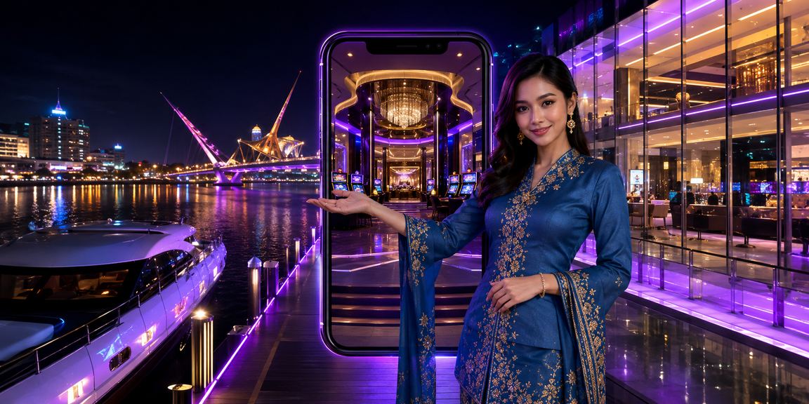 Pemain di Kuching menggunakan telefon pintar untuk bermain poker di king368 dengan pakaian tradisional